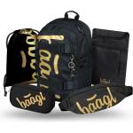 Baagl SET 5 Skate Gold: раница, перник, торба, кръстна чанта, калъф за лаптоп BAAGL | Cheren | Момчешки | UNI