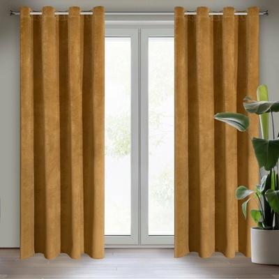 EUROFIRANY ZATEMŇOVACÍ ZÁVES NA KRÚŽKOCH RIA 140X250 CM MEDOVÁ