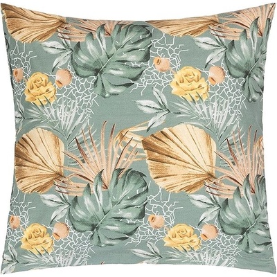 Bellatex Polštář Adéla Monstera růže žlutá šedí béžová 40x40