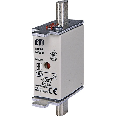 ETI Elektroelement, d.o.o. Nožová poistková vložka NV00 C gL-gG KOMBI 500V - 10A