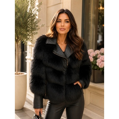 Max Original Leather Dámska kožená bunda s kožušinou F3S black