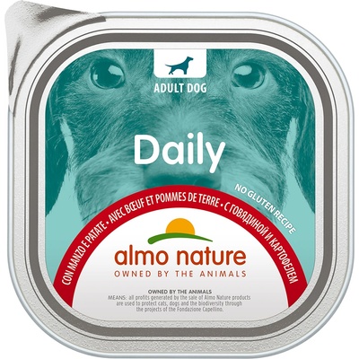 Almo Nature Daily 9x300г Daily Almo Nature, консервирана храна за кучета - говеждо и картофи