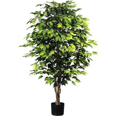 Umělá rostlina fíkus Ficus Benjamina 150 cm v květináči 15 x 13 cm zelená