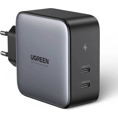 UGREEN GaN Fast Charger 100W USB-C PD Travel Wall Charger - захранване с 2 x USB-C изхода и с технология за бързо зареждане (тъмносив)