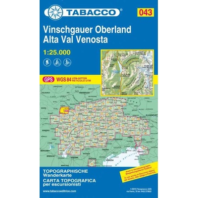 Vinchgauer oberland, Alta Val Venosta (Tabacco - 043) - turistická mapa | knihynahory.cz