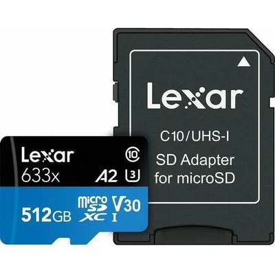 Lexar microSDXC High-Performance 633x 512GB C10/U3/V30/A2 LSDMI512BB633A