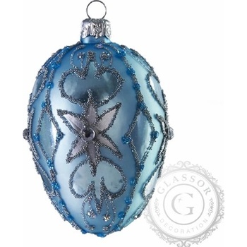 Skleněné vajíčko modré dekor