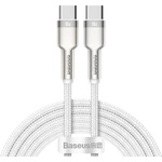 Baseus Кабел Type-C към Type-C, супер бързо зареждане, 100W, 480Mbps, 20V, 5A, 1m - Baseus Cafule Series Metal (CATJK-C02) - бял