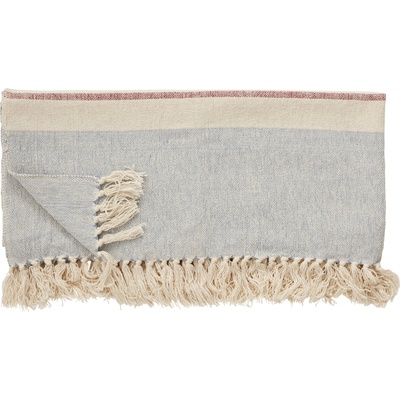 Hübsch Карирано одеяло Hübsch 701102 с ресни бяло-синьо (701102)