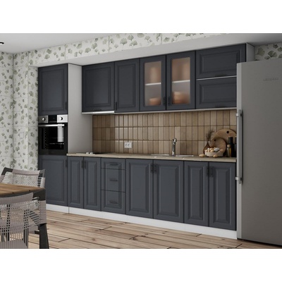 Кухня Soft Premier 1 300cm бял и МДФ графит