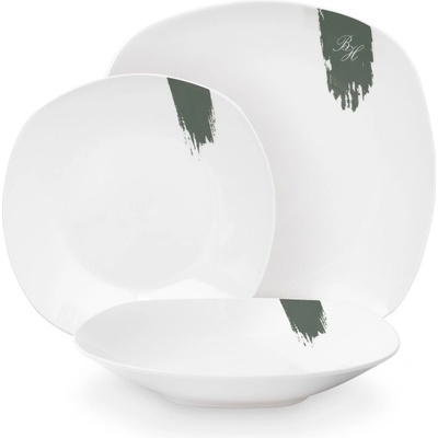BERLINGERHAUS Jedálenská sada tanierov Matte Green Collection biela-zelená 18 ks