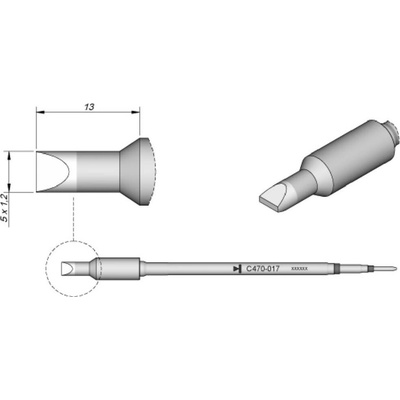 JBC Tools C470017 spájkovací hrot dlátová forma, rovný Veľkosť hrotov 1.2 mm Obsah 1 ks