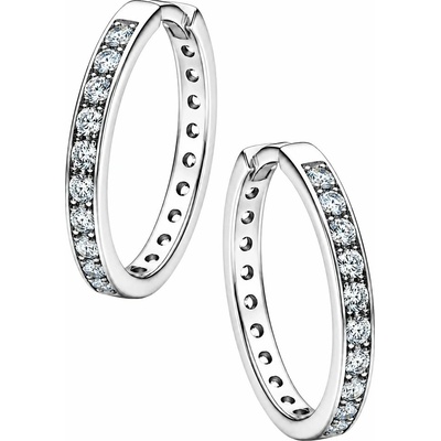 Zlaton Náušnice bílé zlato kruhy osazené zirkony 1.6cm 2g N07092604343