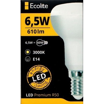 Ecolite LED žárovka E14 230V R50 Teplá bílá 6,5W