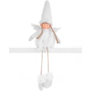 MagicHome Postavička Anjelik s krídlami látkový biely 17,50x10x52 cm