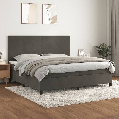 Petrashop 3142924 boxspring postel s matrací tmavě šedá samet