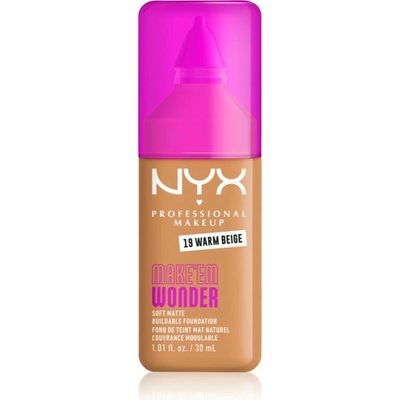 NYX Professional Makeup Make ‘Em Wonder lehký matující make-up 19 Warm Beige 30 ml