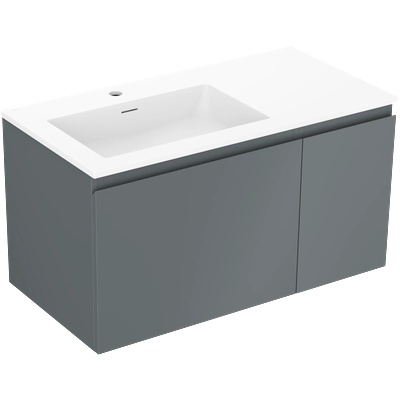 Mexen Orio шкаф за баня 90 см с мивка Otis ляв, 1S, 1D, мат графит/мат бял (91A13-09047-3-BBFF66-W18L01)