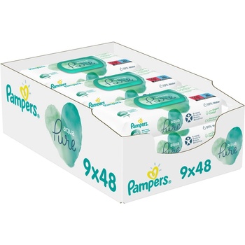 Pampers Aqua Pure dětské čisticí ubrousky 9 x 48 ks