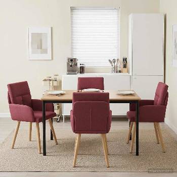 vidaXL Обедени столове 4 pcs Текстил Виненочервен 60 x 56 x 96 см (3428360)
