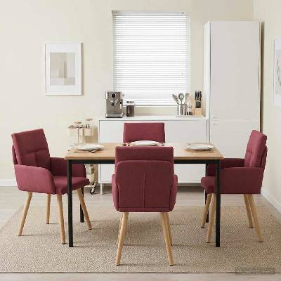 vidaXL Обедени столове 4 pcs Текстил Виненочервен 60 x 56 x 96 см (3428360)