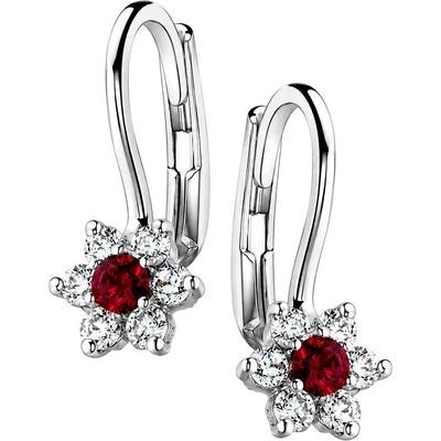 Zlaton Náušnice bílé zlato květina s kamenem visací 1.5g 1.3cm 001450907246
