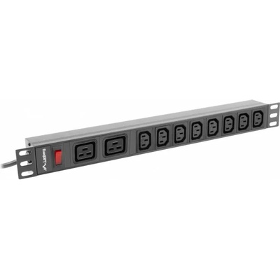 разпределителен блок (pdu) 19"" 1U 16a 2m 2x c19 8x iec c13 гнезда черни c20 (PDU-02I1908I-0200-C20-BK)