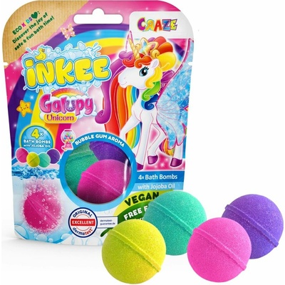 Craze INKEE Unicorn bomba do kúpeľa pre deti 4x50 g