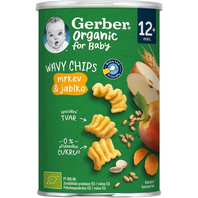 Nestlé Gerber Organic Wavy Chips mrkev a jablko od 12 měsíců 35 g