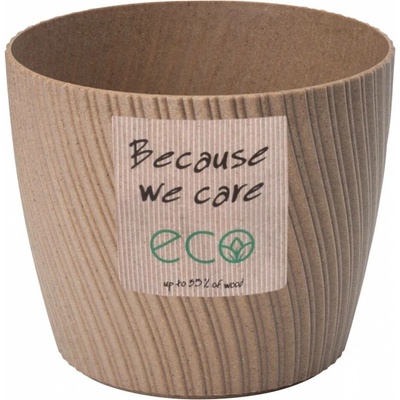 Obal na květník MIKA ECO WOOD plastový světle hnědá pr.26x23cm světle hnědá