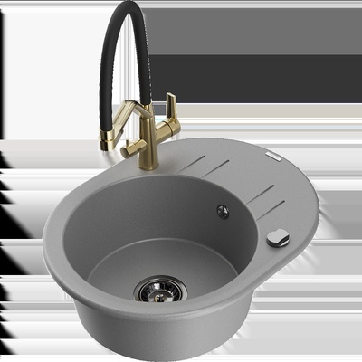 Kevin гранитна мивка с 1 отделение и кухненски смесител Duo, сив - 6517-71-671701-57-B (6517-71-671701-57-B)