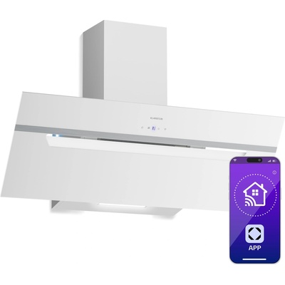 Klarstein BigBite наклонен абсорбатор | режим на извличане и рециркулация | безопасно стъкло | 417 м³/ч | 90 см (CGCH3-Kl-BigBite-90Wh) (CGCH3-Kl-BigBite-90Wh)