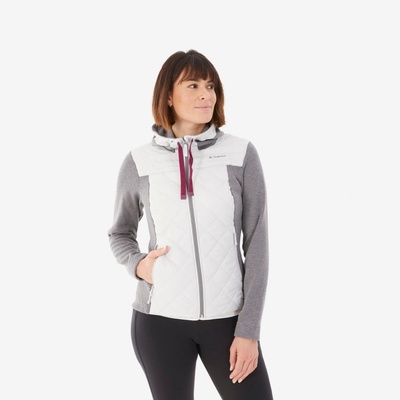 Quechua dámska hybridná turistická mikina NH100 s kapucňou šedá