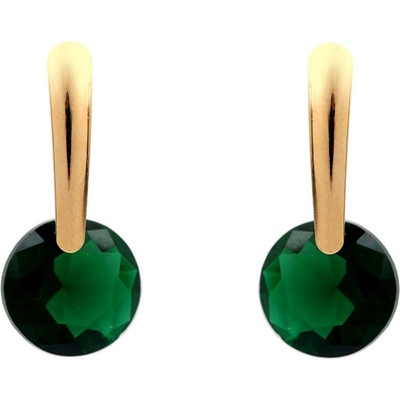 Prima-obchod náušnice z nerezové oceli s broušeným kamínkem emerald zlatá 103923