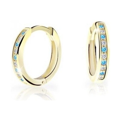 Cutie Jewellery kruhové náušnice zo žltého zlata C3343-80-X-1 svetlo modrá