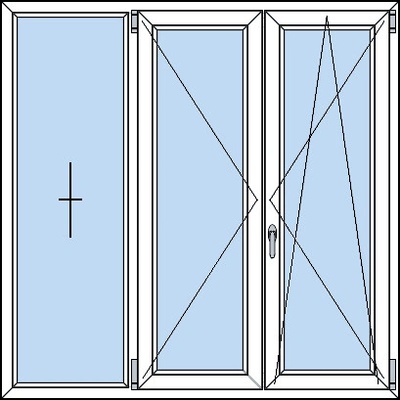 OknaDvereNaMiru.cz Trojkřídlé plastové okno FIX + O + OS bílá 230 x 140 cm