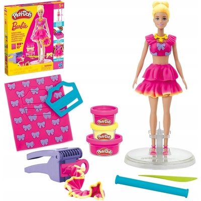 Hasbro Play-Doh Plastelína Bábika Barbie Fashionista Falbanki Kokardky G1361