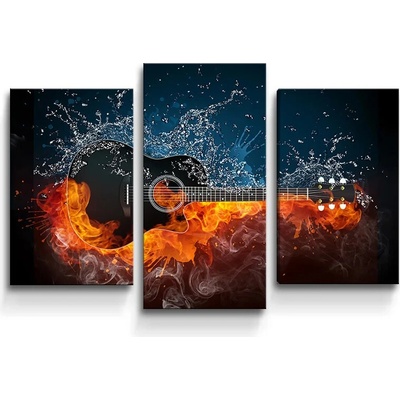 Sablio Obraz - 3-dílný Ohnivá gitara - 75x50 cm