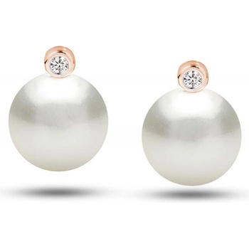 Eppi Náušnice s bielymi perlami a diamantmi Nonie E32269