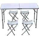 Stôl kempingový skladací Cattara Double + 4 stoličky - šedý
