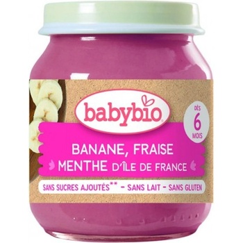 Babybio БИО Плодово пюре Банан, ябълка и мента 130г
