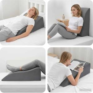 vidaXL Възглавничка за крака 68 x 40 x 18 см PU пяна Сиво (42020189)