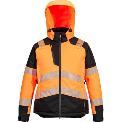 Portwest hi-vis pw3 t162 / Дамско светлоотразително водоустойчиво зимно яке - hv оранжево/черно xs (t162obrxs)