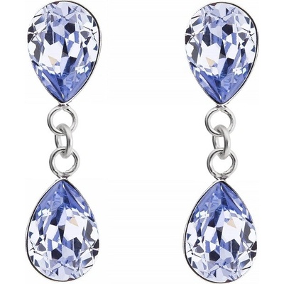 Swarovski Elements Pear stříbrné náušnice visací bimbací fialové dvojité slzičky kapky 31242.3 Provence Lavender fialová světlá lila šeříková