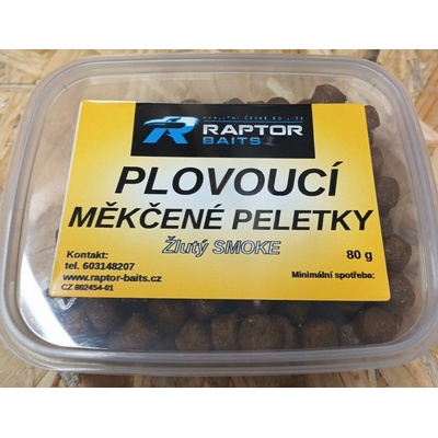 Raptor Baits Plovoucí měkčené peletky Žlutý Smoke 80g