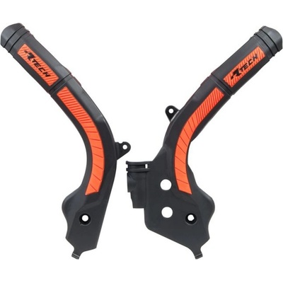 RACETECH (RTECH) kompletní kryty rámu BI-MATERIAL SUPER GRIP KTM SX 125/150 16-18, SX 250 17-18, EXC/EXCF 250/350/450 17-19, SXF 250/350/450 16-18 barva černá oranžová (R-PRTKTMNRAR1)