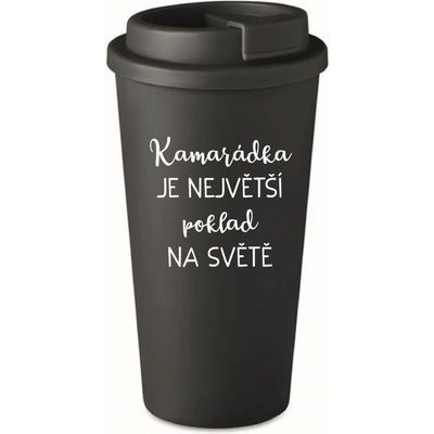 Giftela KAMARÁDKA JE NEJVĚTŠÍ POKLAD NA SVĚTĚ černý termohrnek 475 ml