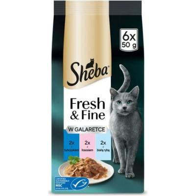 Sheba Fresh & Fine v želé s tuniakom, lososom a bielou rybou 6x50 g