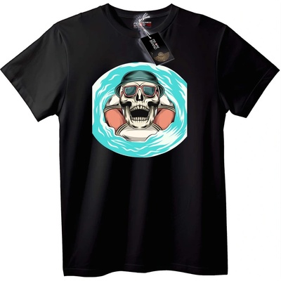 NOONEBRAND Тениска Череп Сърфист - 2XL, Black