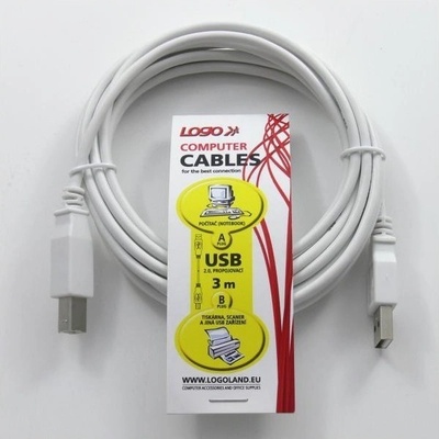 Logo 30261 USB (2.0), USB A M- USB B M, 3m, šedý